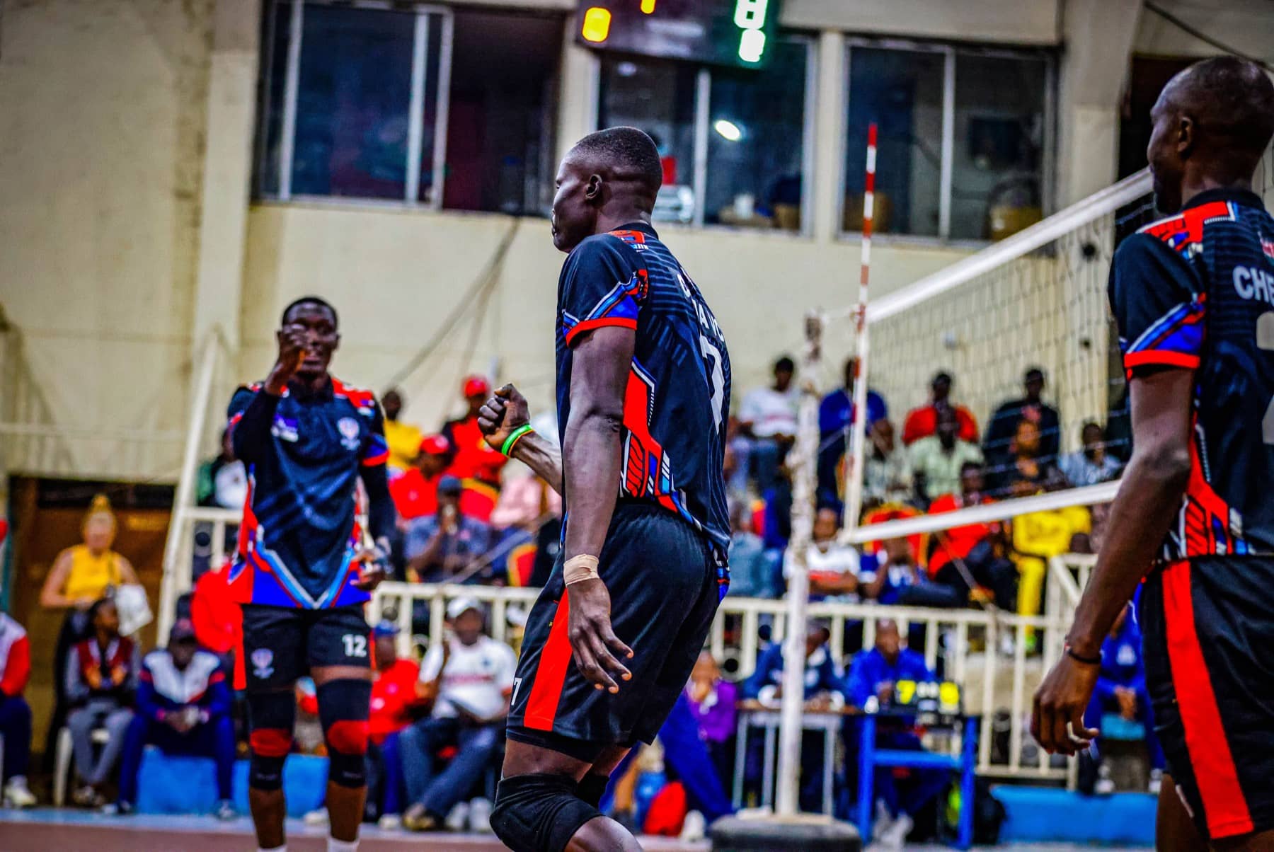 Chema VC players contesting a front court block